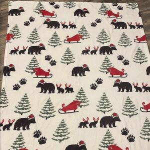 Festive Holiday Blanket with Bears and Sleighs